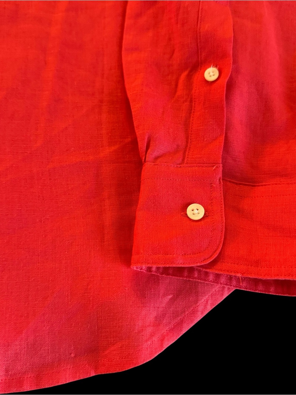 Lauren Ralph Button Up Shirt Womens XL Coral 100% Linen Roll Tab Coastal Beach - Picture 3 of 6